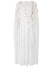 Bridal embellished cape maxi dress