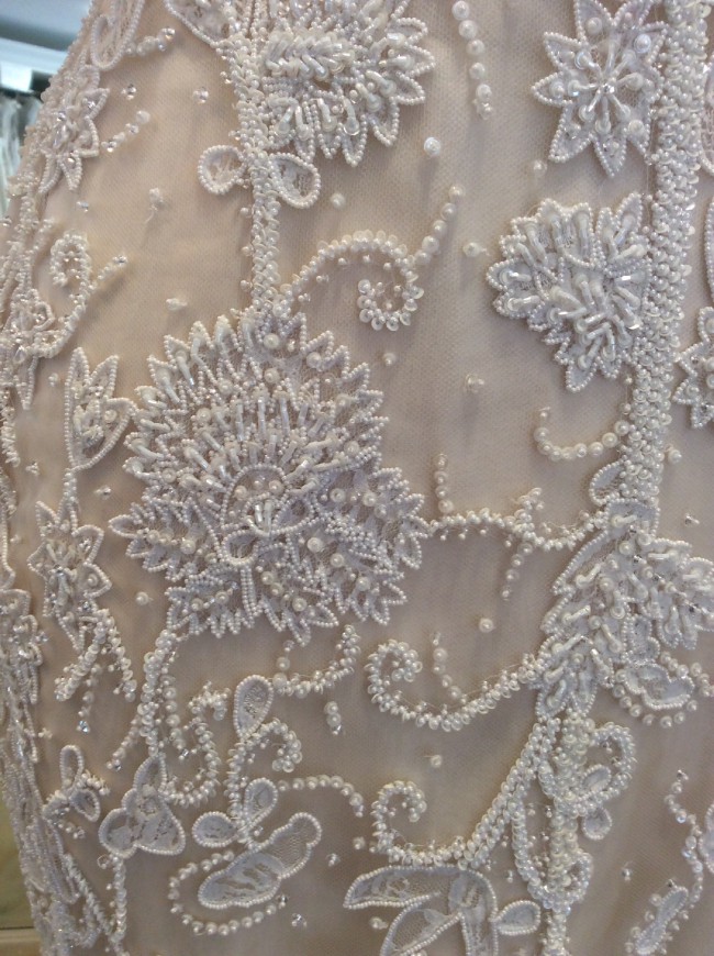 Absolutely Stunning Clarissa Dress by Pronovias - Sheer Neckline and Open Back