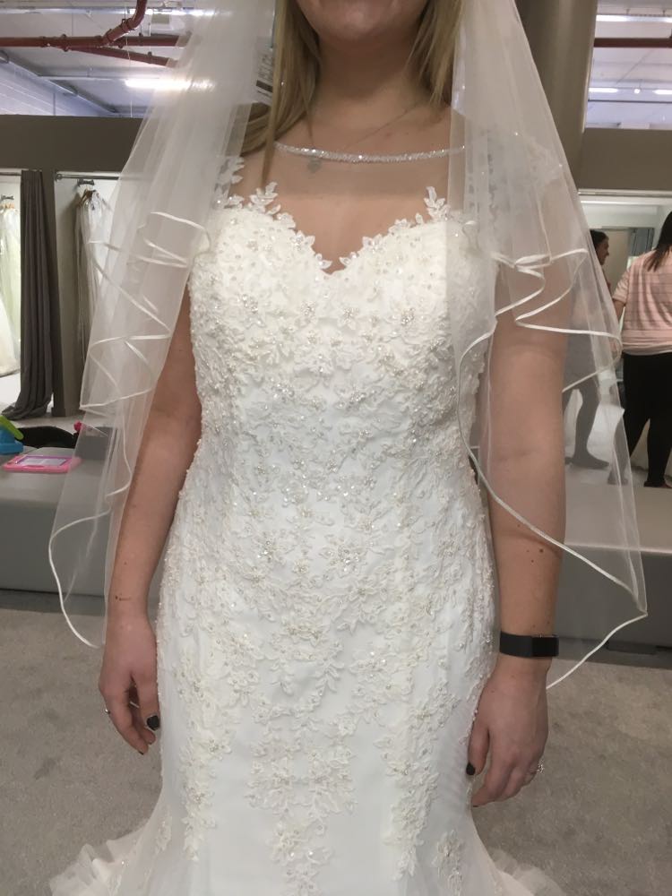 Ivory, sparkle, fishtail with button back