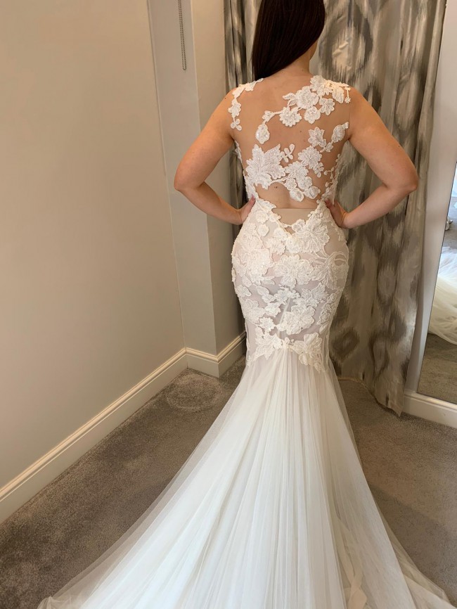 Pronovias 2018 RAEN Wedding Gown UK 10 - Illusion Lace & Skintone Tulle