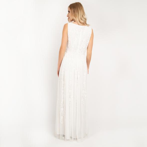 Angel Embellished Sequin Dress in White