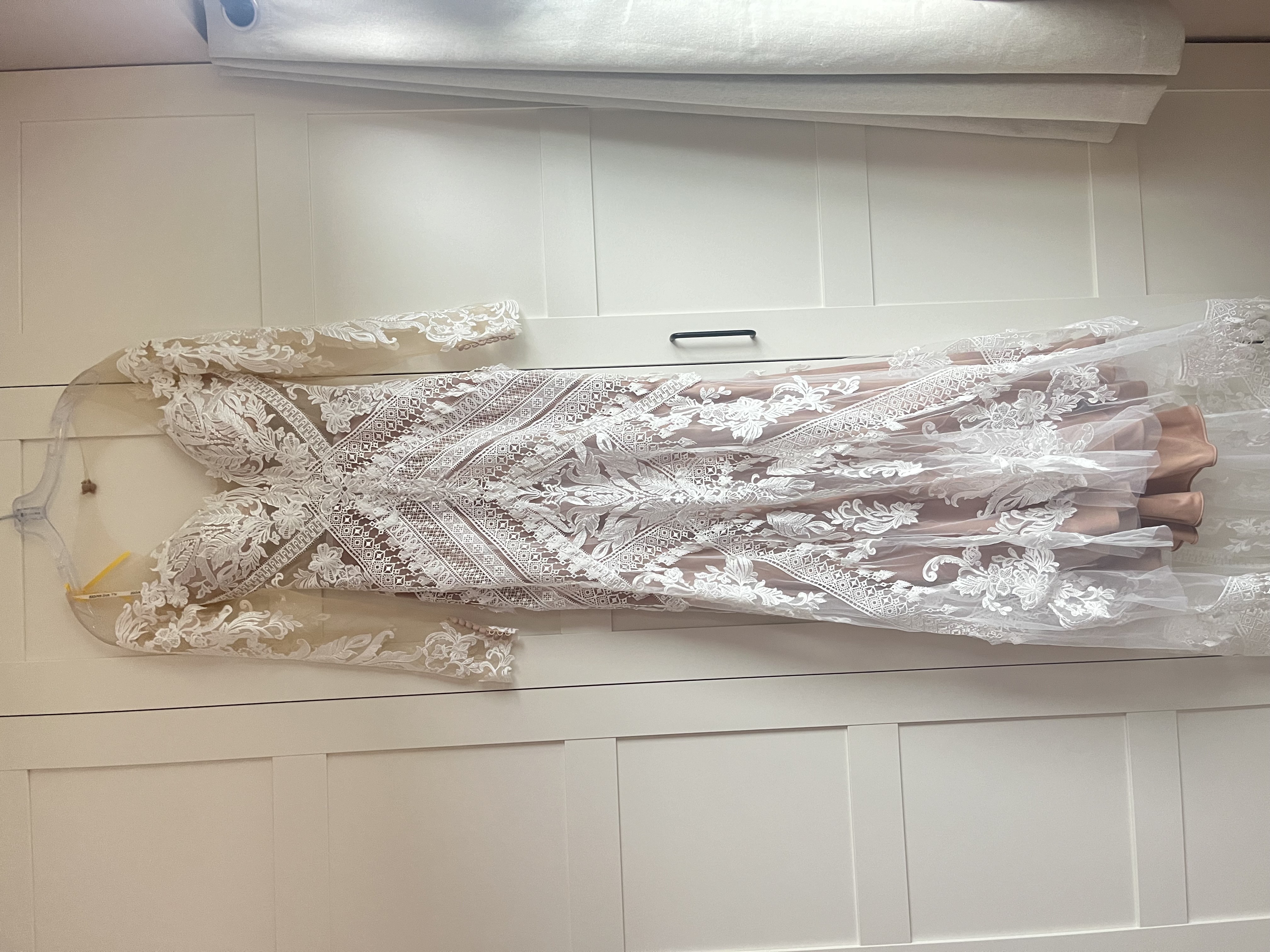 Long sleeve boho lace wedding dress