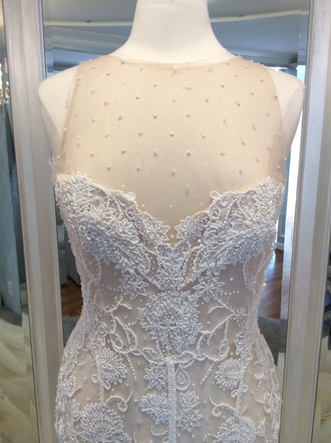 Absolutely Stunning Clarissa Dress by Pronovias - Sheer Neckline and Open Back
