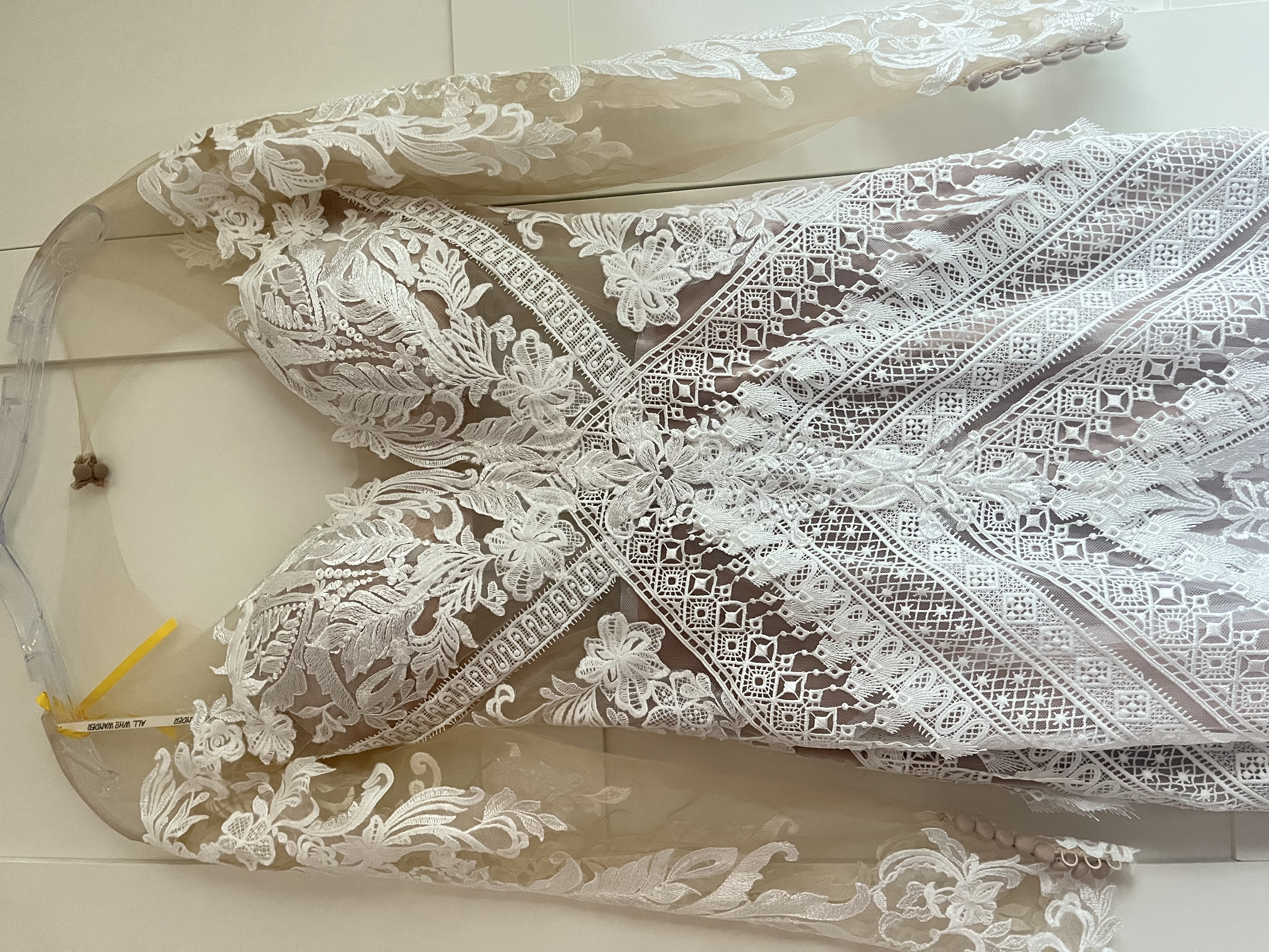 Long sleeve boho lace wedding dress