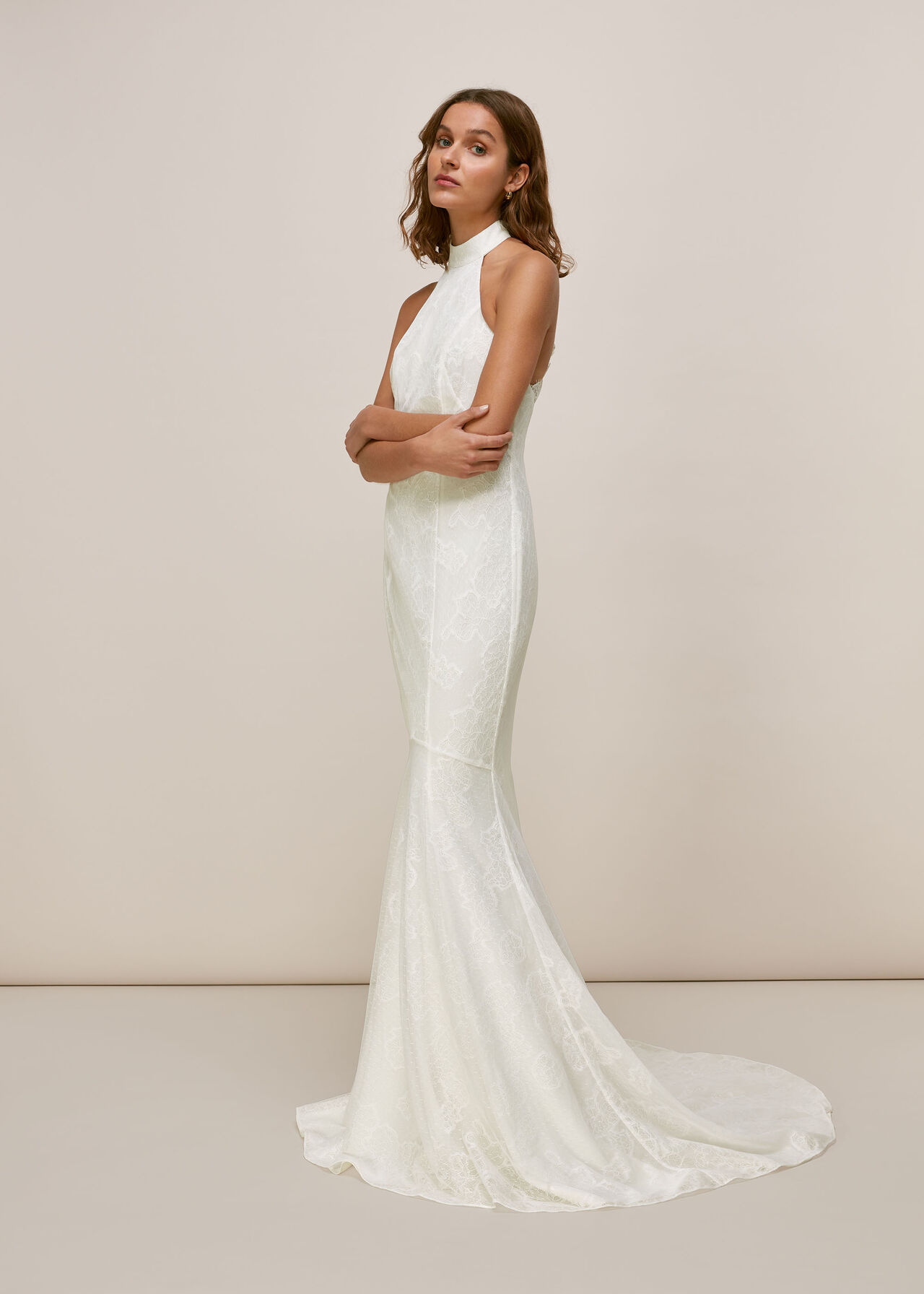 Halter neck wedding gown