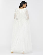 Bridal embellished cape maxi dress