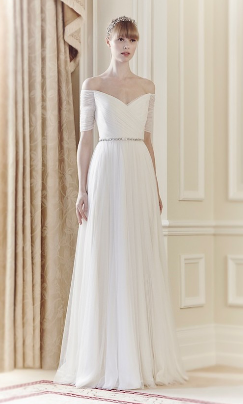 Jenny Packham, Belle, Size 10 - Ivory Tulle Fabric with diamanté belt