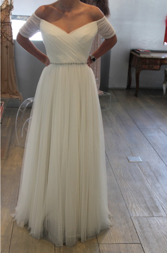 Jenny Packham, Belle, Size 10 - Ivory Tulle Fabric with diamanté belt