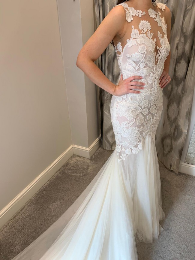 Pronovias 2018 RAEN Wedding Gown UK 10 - Illusion Lace & Skintone Tulle