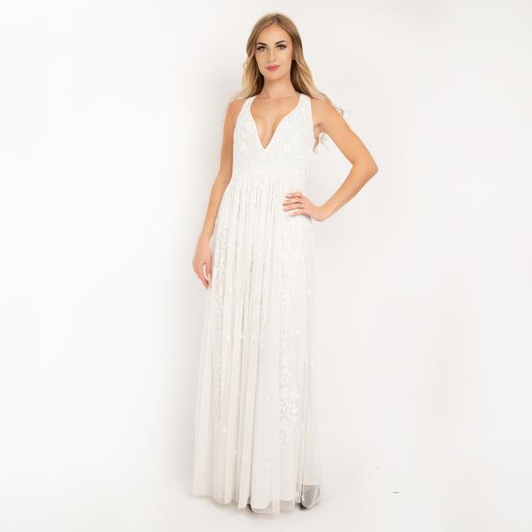 Angel Embellished Sequin Dress in White