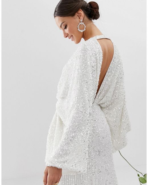 Sequin kimono sleeve wedding dress