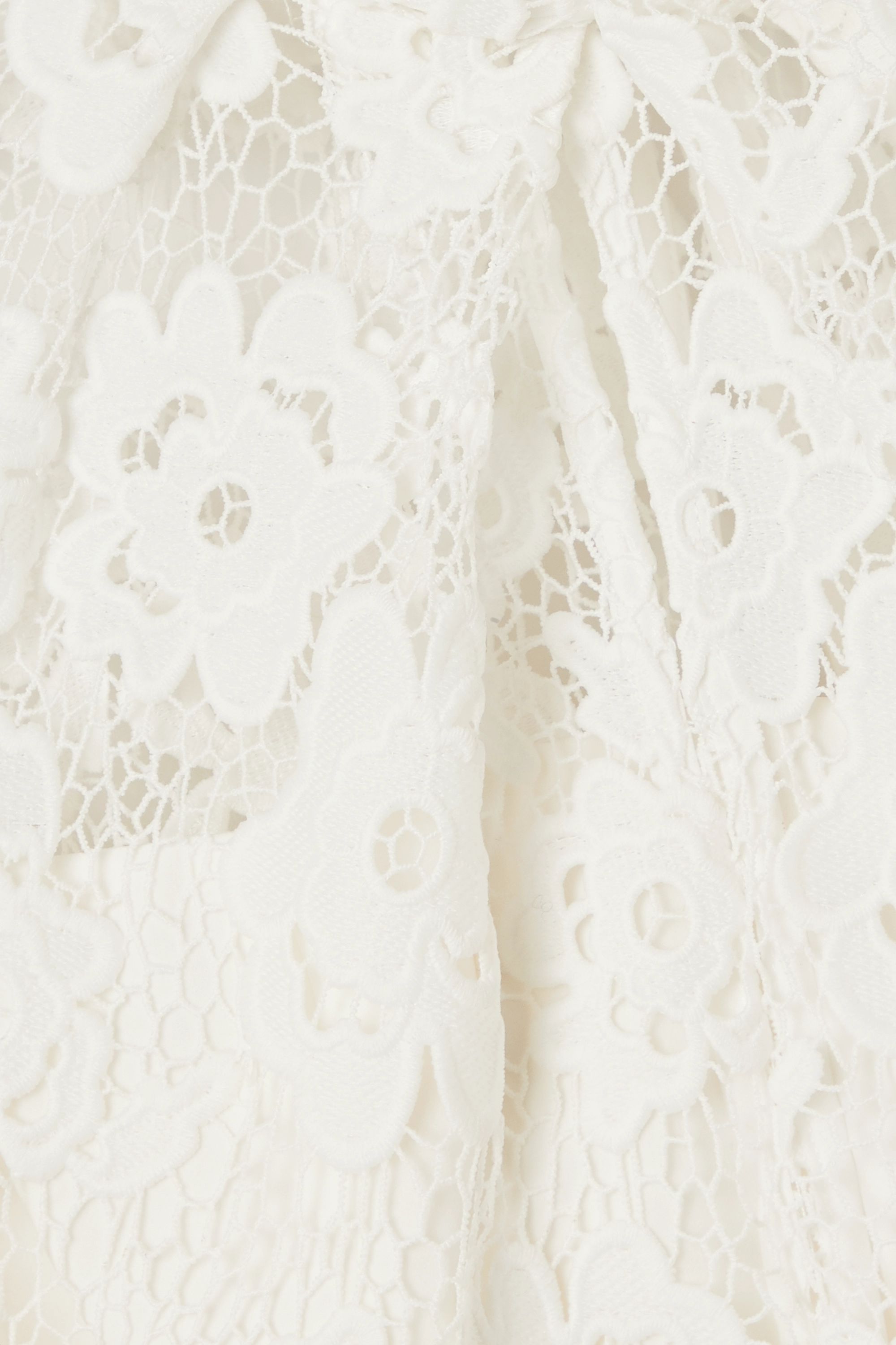 Grosgrain-trimmed guipure lace midi dress
