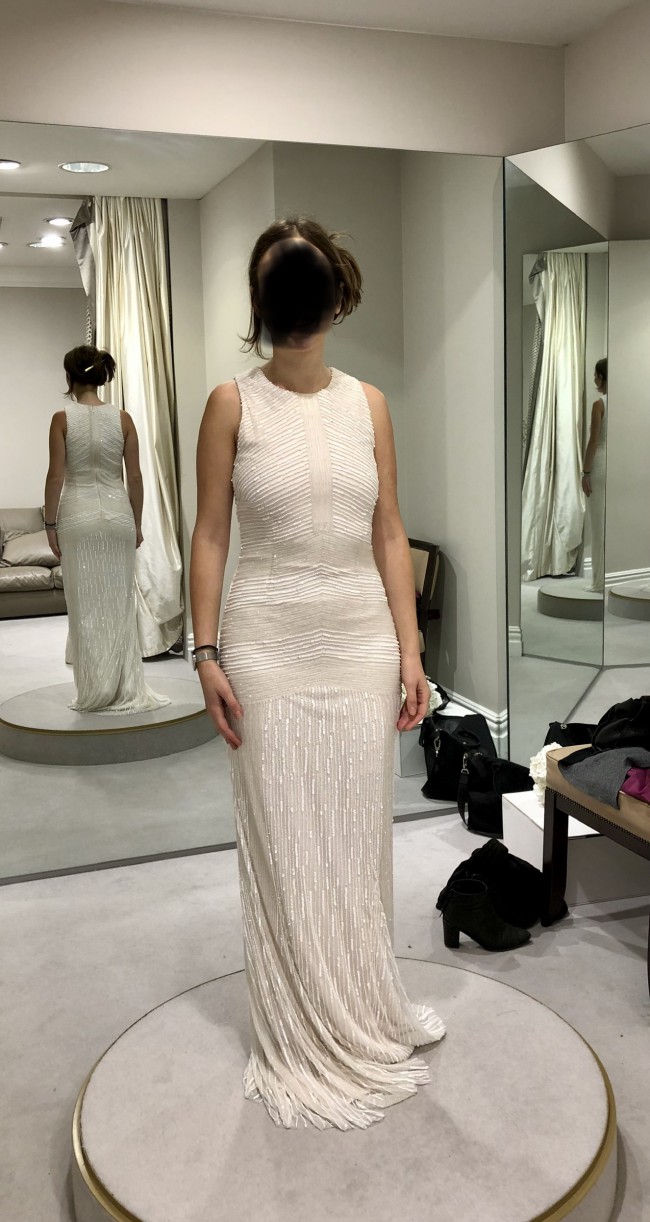 Rachel Gilbert Beaded Ivory Gown
