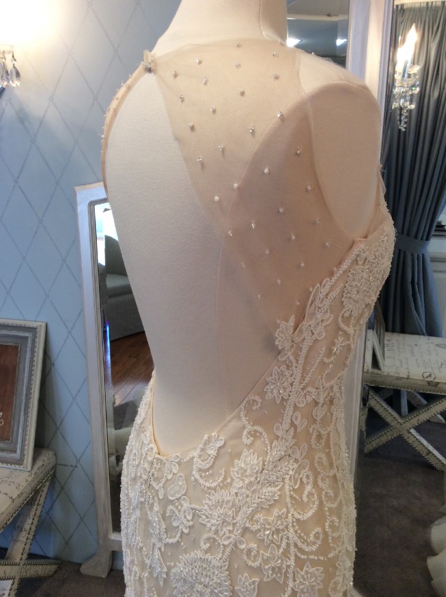Absolutely Stunning Clarissa Dress by Pronovias - Sheer Neckline and Open Back
