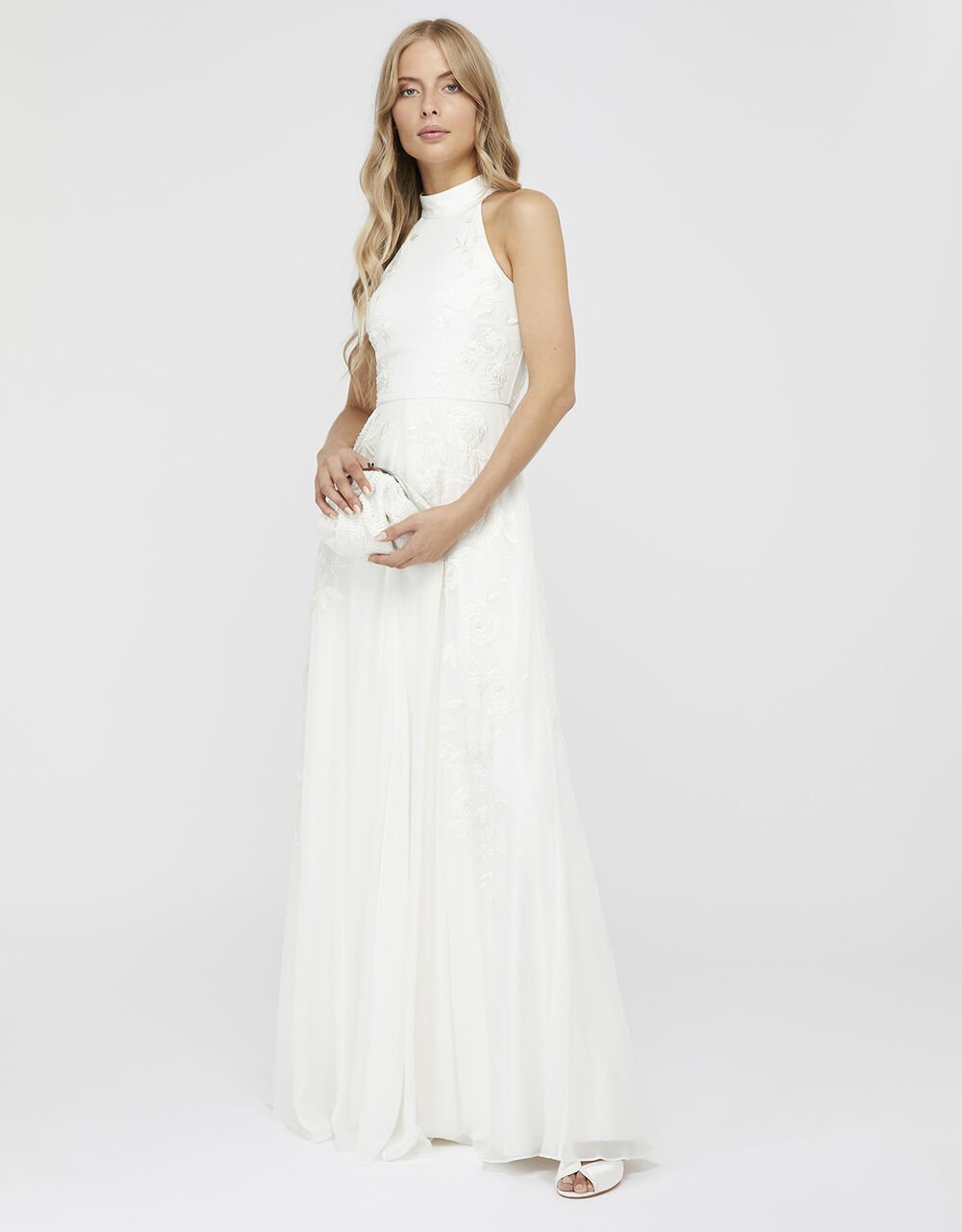 Embellished lace maxi dress