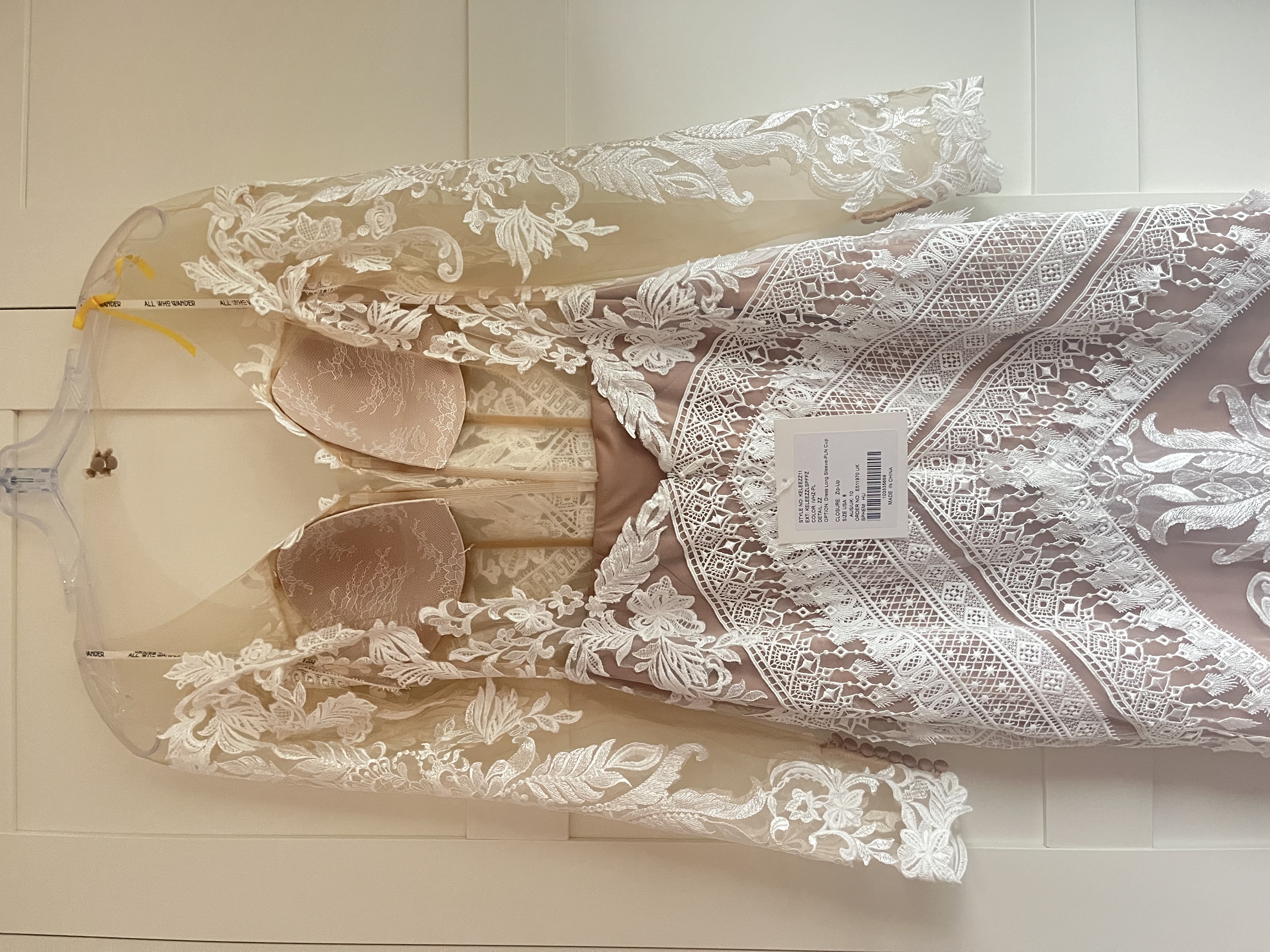 Long sleeve boho lace wedding dress