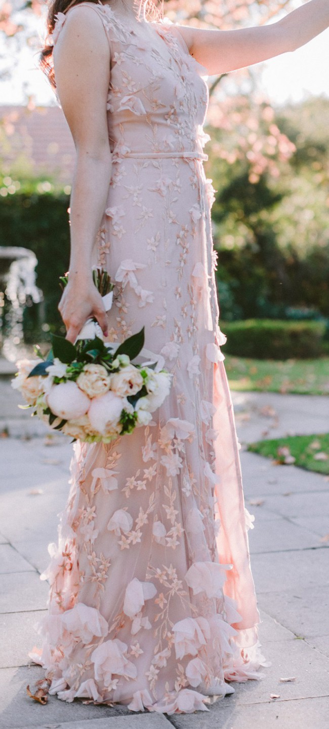 Blush Pink Floral Marchesa Notte Wedding Dress