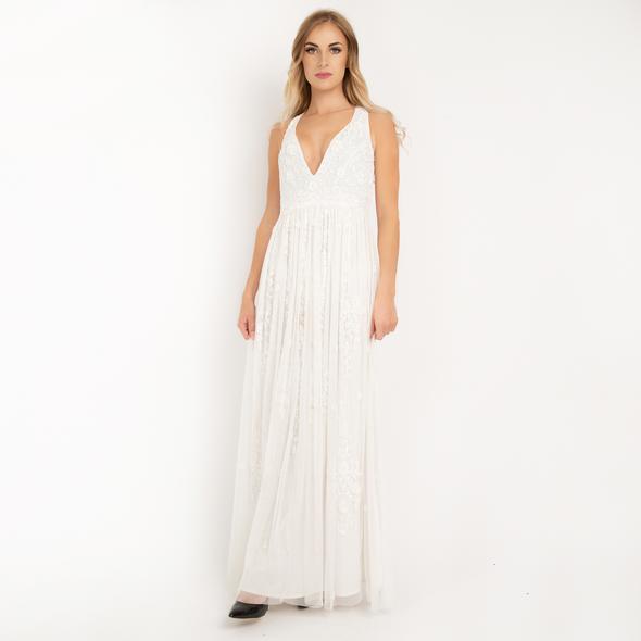 Angel Embellished Sequin Dress in White