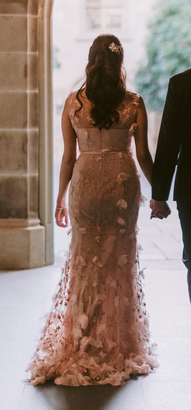 Blush Pink Floral Marchesa Notte Wedding Dress