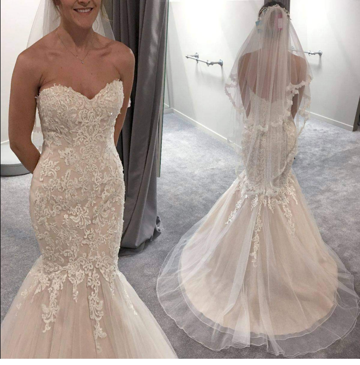 Blush Fishtail Wedding Dress